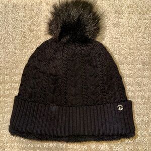 Lululemon Black Knit Beanie with Pom